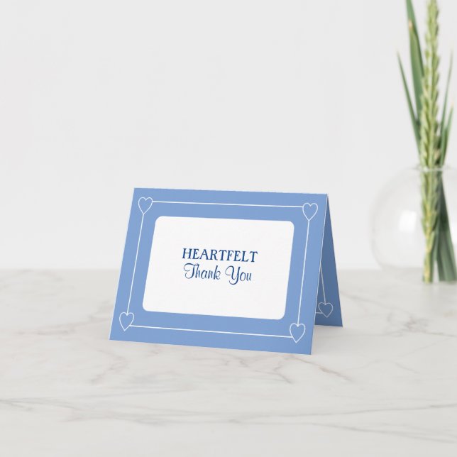 Cartões de agradecimentos azul simples e Chá de fr (Frente)