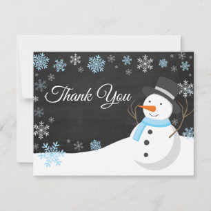 Cartões de agradecimentos Azul Snowman no Natal
