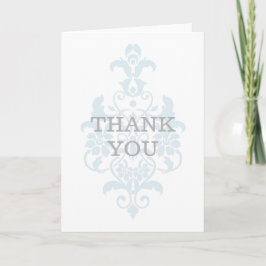 Cartões de agradecimentos azul sutil do Damask