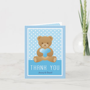 Cartões de agradecimentos azul-urso de pelúcia