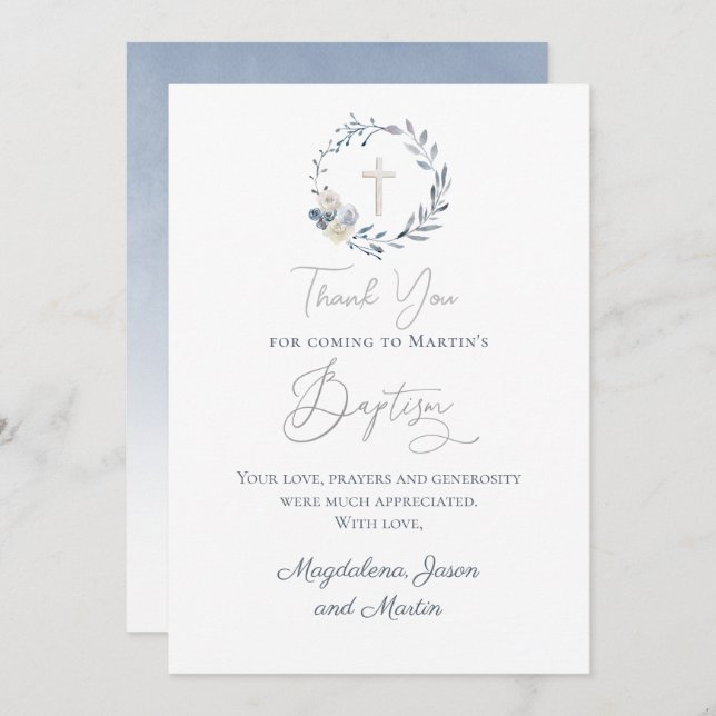 Cartões de agradecimentos batismo (Frente/Verso)
