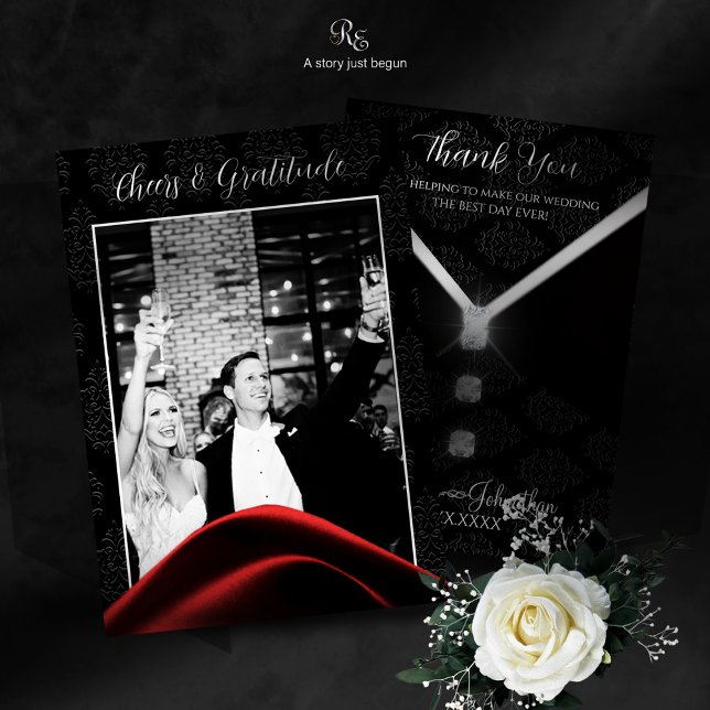 Cartões de agradecimentos Black Tie Diamond (A chic way to say thank you with a photo keepsake on the front, bow tie elegance on the back.)