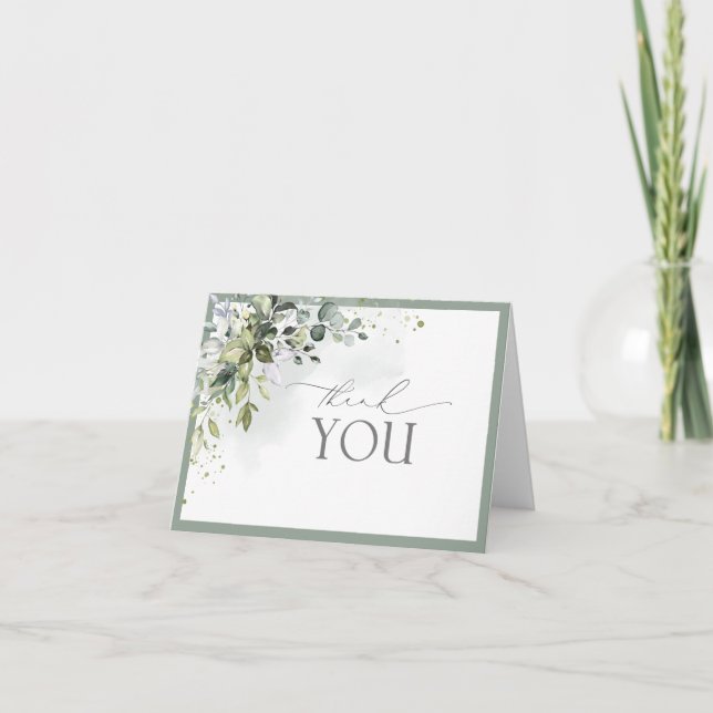 Cartões de agradecimentos Botânico Eucalipto Azul  (Frente)