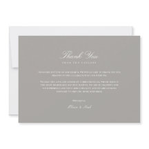 Cartões de agradecimentos branco e Cinza de script