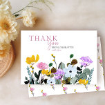 Cartões de agradecimentos Branco Personalizado da<br><div class="desc">Cartões de agradecimentos de Prados de Flores Selvagens que você pode personalizar e usar para qualquer ocasião. O design tem uma borda floral de flores silvestres, amarelas e azuis lilases cor-de-rosa, e fica sobre um fundo branco simples (que você pode mudar se desejar). Perfeito para chás de fraldas, chás de...</div>