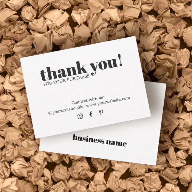 Cartões de agradecimentos branco-preto minimalista (Criador carregado)