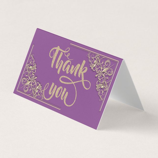 Cartões de agradecimentos brilhante Dourado de Na  (Frente)