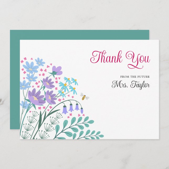 Cartões de agradecimentos Buquê de flores selvagen (Frente/Verso)