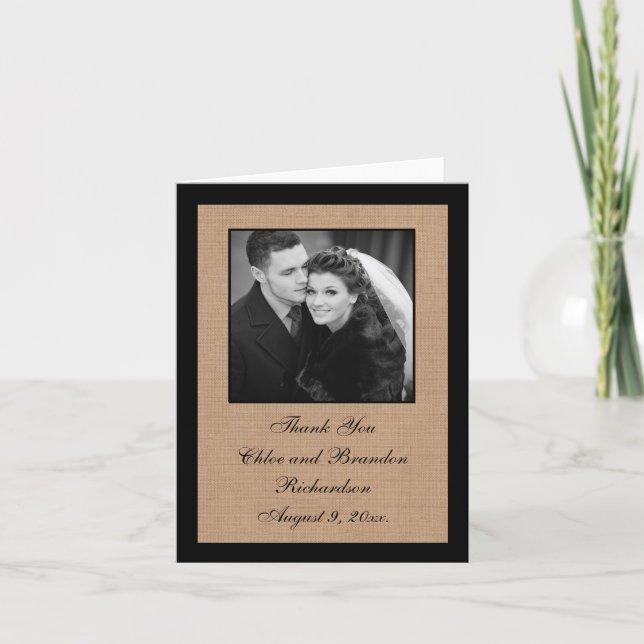 Cartões de agradecimentos Burlap Médio (Frente)