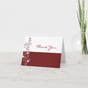 Cartões de agradecimentos carmesins da videira da