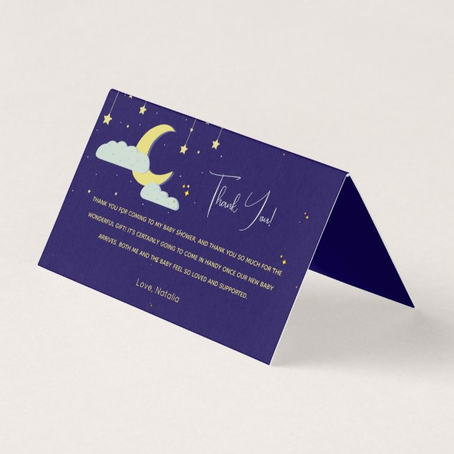 Cartões de agradecimentos Celestial de Lua Estrela (Frente)