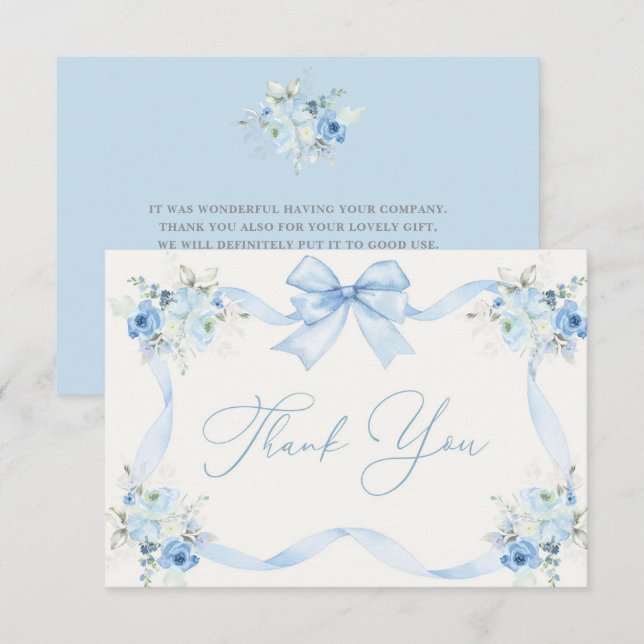 Cartões de agradecimentos chá de fraldas com arco (Frente/Verso)