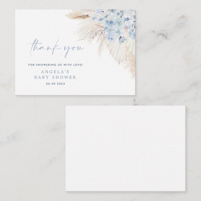 Cartões de agradecimentos Chá de fraldas de Grass  (Frente/Verso)