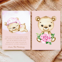 Cartões de agradecimentos chá de fraldas de menina