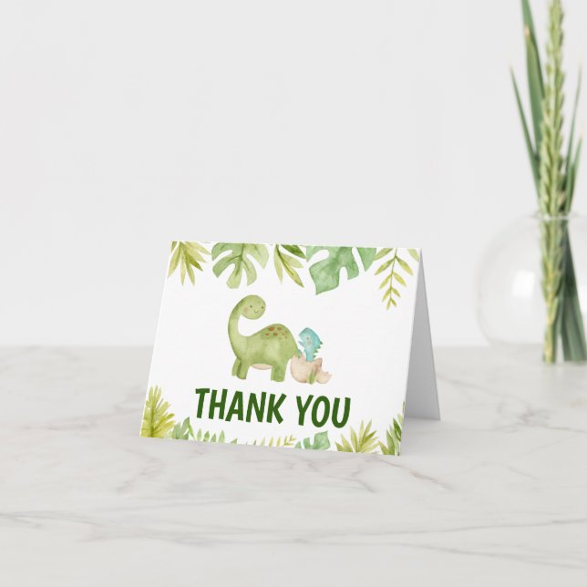 Cartões de agradecimentos Chá de fraldas Dinossaur (Frente)