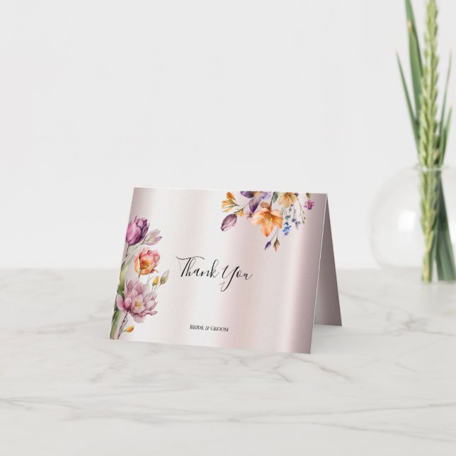 Cartões de agradecimentos Colorido das Flores de M (Frente)