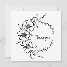 Cartões de agradecimentos com coroa floral, puxada