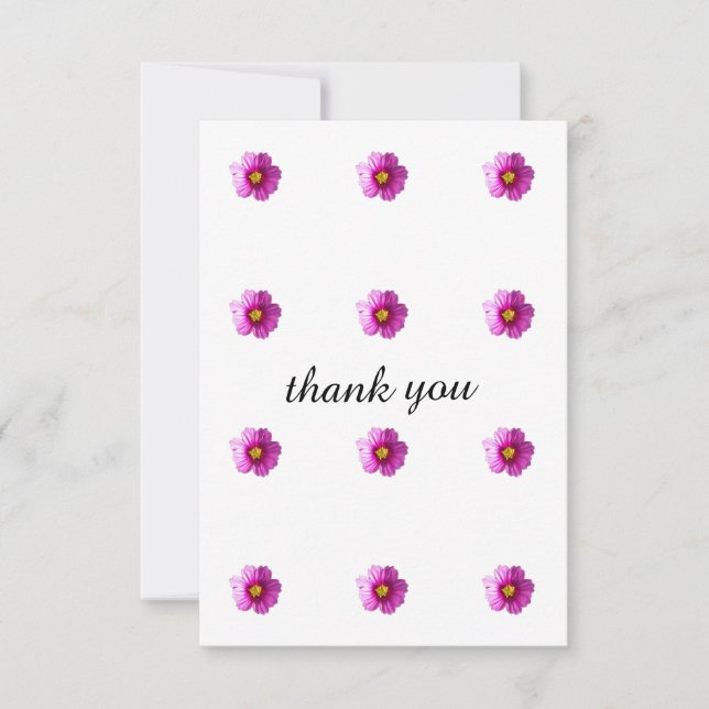 cartões de agradecimentos com flores roxas (Frente)