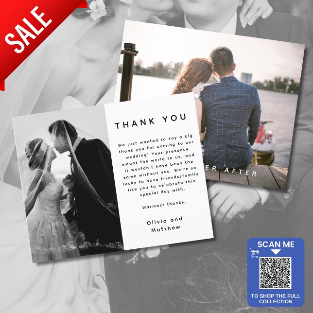 Cartões de agradecimentos com foto e texto ambos o (TRANSFER to a FLAT CARD (5x7) Invitation to access a digital download version)