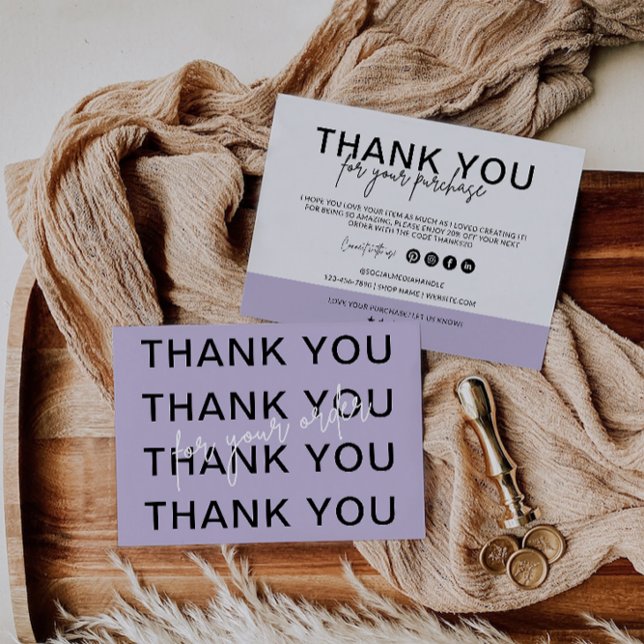 Cartões de agradecimentos comercial roxo (Purple Business Thank You Card)