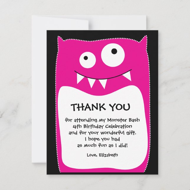 Cartões de agradecimentos cor-de-rosa da festança (Frente)