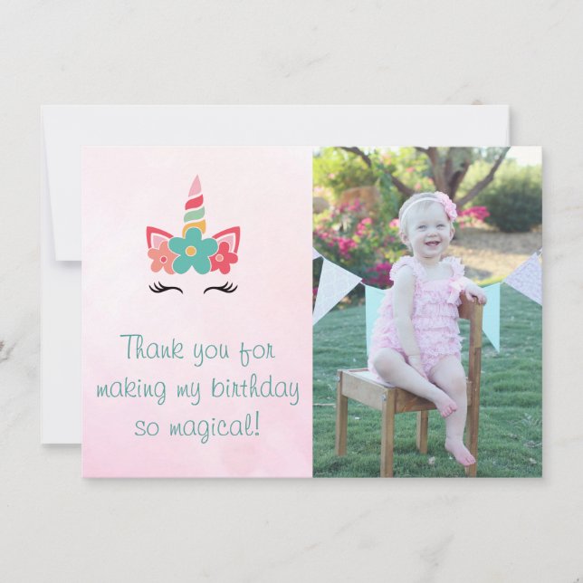 Cartões de agradecimentos cor-de-rosa da foto do (Frente)