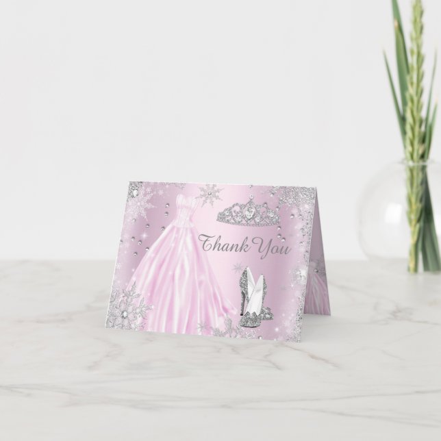 Cartões de agradecimentos cor-de-rosa da tiara do (Frente)