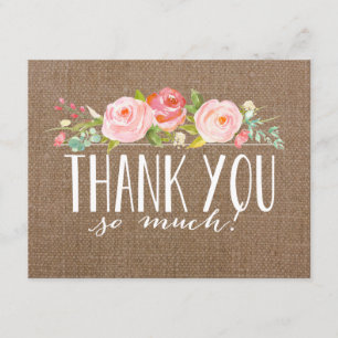 Cartões de agradecimentos cor-de-rosa do chá de