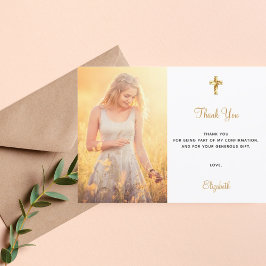 Cartões de agradecimentos cruzado de foto de confi