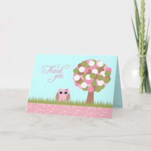 Cartões de agradecimentos da árvore chá de fraldas