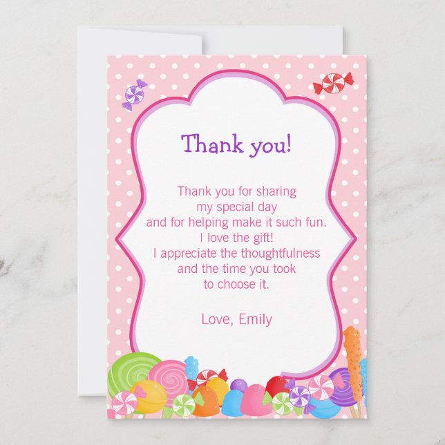 Cartões de agradecimentos da festa de aniversário (Frente)
