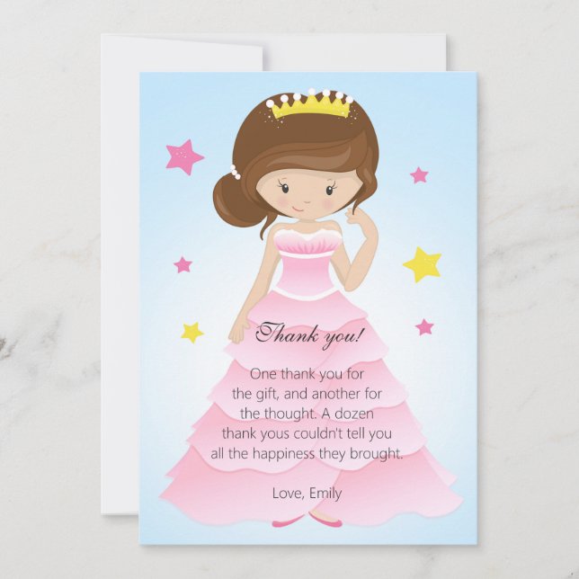 Cartões de agradecimentos da princesa Pingamento (Frente)