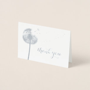 Cartões de agradecimentos Dandelion Silver Foil