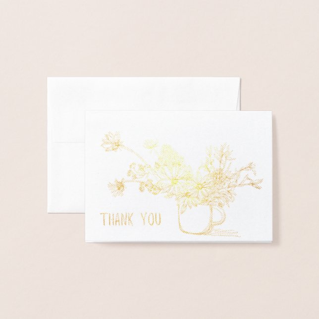 Cartões de agradecimentos das flores de folha de o (Frente com Envelope)