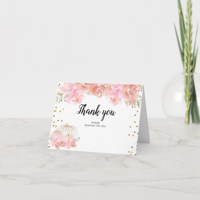 Cartões de agradecimentos de Abóbora Floral (Frente)