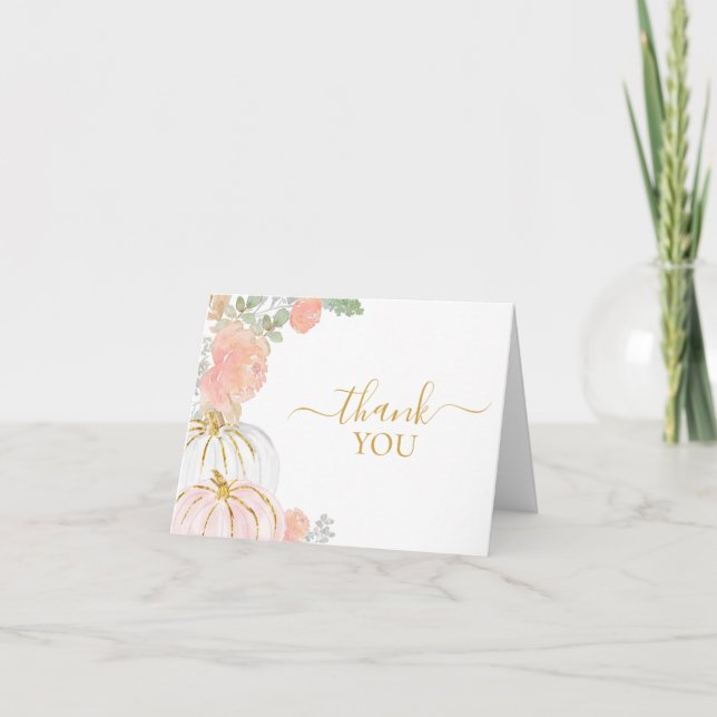 Cartões de agradecimentos de abóbora rosa (Frente)