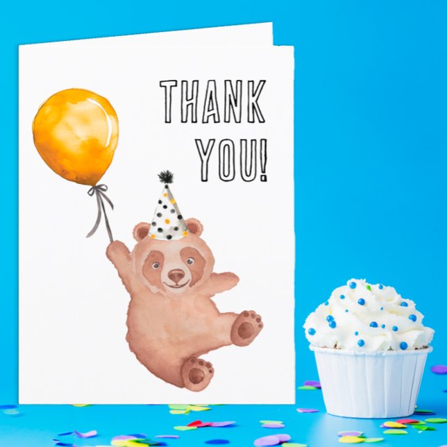 Cartões de agradecimentos De Aniversário Bonito -  (Bear-y Cute Thank You Card)