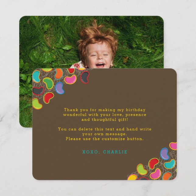 Cartões de agradecimentos de Aniversário da Crianç (Frente/Verso)