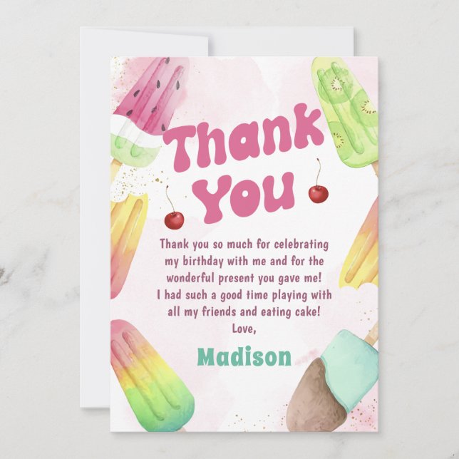 Cartões de agradecimentos de Aniversário da Menina (Frente)