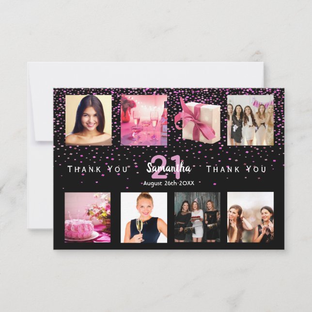 Cartões de agradecimentos de aniversário de colage (Frente)