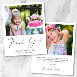 Cartões de agradecimentos de Aniversário de Foto d<br><div class="desc">Cartões de agradecimentos amigável por sua festa de aniversário com sua foto e "Obrigado" em uma elegante escrita contemporânea com uma batida cardíaca. Personalize com seu primeiro nome e a data do evento em uma simples tipografia moderna. No lado oposto, adicione uma foto adicional, seu obrigado personalizado, sua mensagem e...</div>