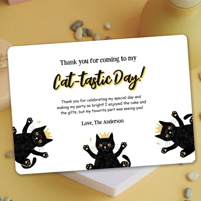 Cartões de agradecimentos de Aniversário de Gato N (Funny Black Cat Birthday Thank You Card)