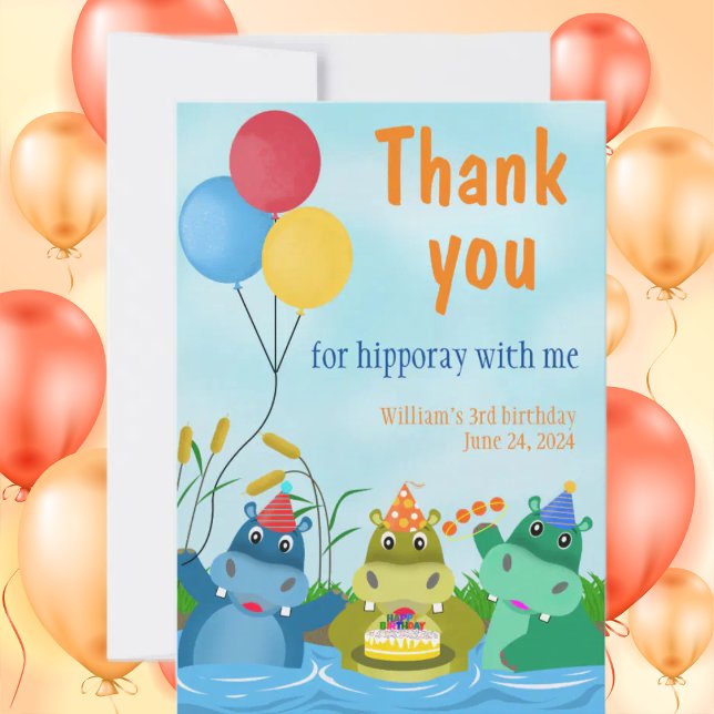Cartões de agradecimentos de aniversário de Hippo  (Criador carregado)