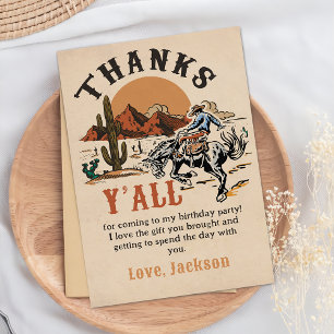 Cartões de agradecimentos de aniversário do cowboy