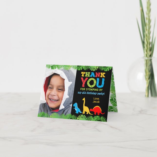 Cartões de agradecimentos de Aniversário do Dinoss (Frente)