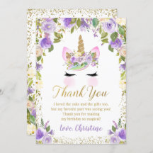 Cartões de agradecimentos de Aniversário do Unicór