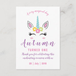 Cartões de agradecimentos de Aniversário do Unicór