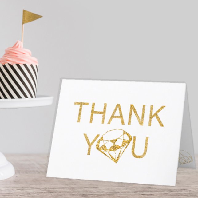 Cartões de agradecimentos de aniversário Gem Glitt (glam glitter gold gem thank you card)