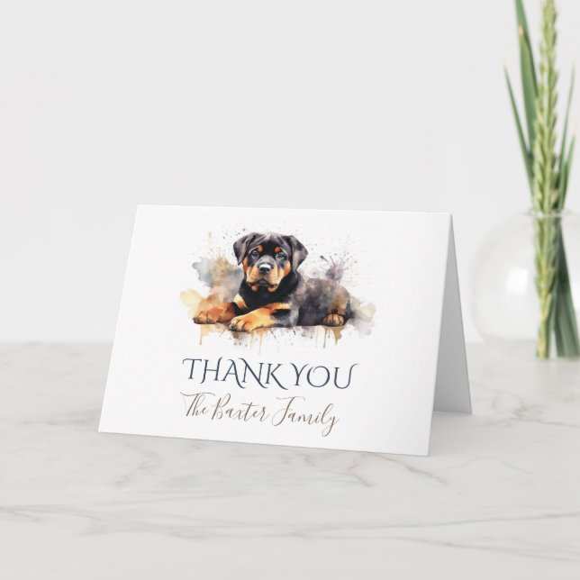 Cartões de agradecimentos de Aquarela do Rottweile (Frente)
