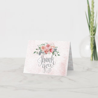 Cartões de agradecimentos de Aquarela Floral Rosa